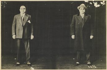(CRIME.) Unpublished photographs of Al Capone and henchmen, in a scrapbook compiled by one of the Untouchables.